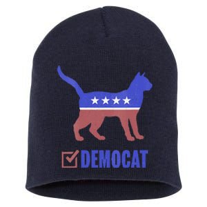 Democat Funny Cat Ladies For Kamala Yes We Kam Short Acrylic Beanie