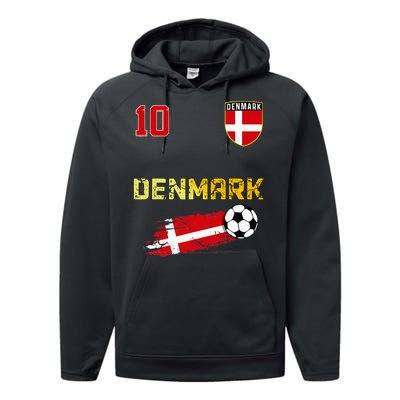 Denmark Flag Danish Pride Lovers Performance Fleece Hoodie