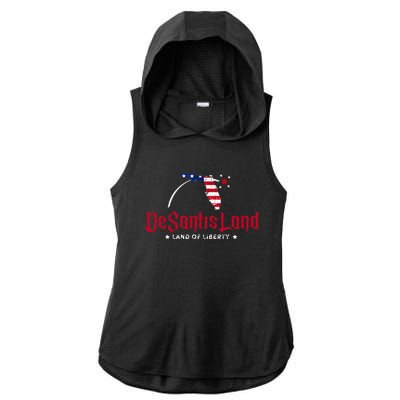 DeSantisLand Florida DeSantis Land Of Liberty DeSantisLand Ladies PosiCharge Tri-Blend Wicking Draft Hoodie Tank