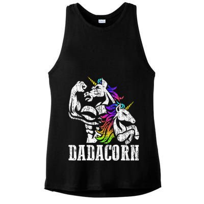 Dadacorn Fathers Day Gift For Dad Of Unicorn Daughter Ladies PosiCharge Tri-Blend Wicking Tank