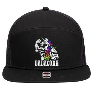 Dadacorn Fathers Day Gift For Dad Of Unicorn Daughter 7 Panel Mesh Trucker Snapback Hat