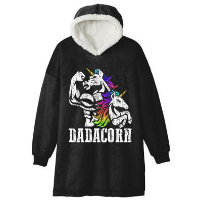 Dadacorn Fathers Day Gift For Dad Of Unicorn Daughter Hooded Wearable Blanket