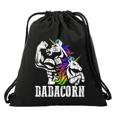 Dadacorn Fathers Day Gift For Dad Of Unicorn Daughter Drawstring Bag