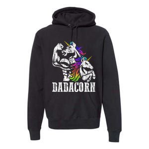 Dadacorn Fathers Day Gift For Dad Of Unicorn Daughter Premium Hoodie