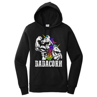 Dadacorn Fathers Day Gift For Dad Of Unicorn Daughter Women's Pullover Hoodie