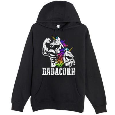 Dadacorn Fathers Day Gift For Dad Of Unicorn Daughter Premium Pullover Hoodie