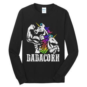 Dadacorn Fathers Day Gift For Dad Of Unicorn Daughter Tall Long Sleeve T-Shirt