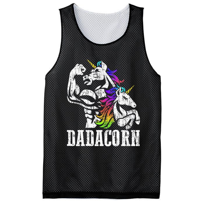 Dadacorn Fathers Day Gift For Dad Of Unicorn Daughter Mesh Reversible Basketball Jersey Tank