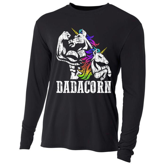 Dadacorn Fathers Day Gift For Dad Of Unicorn Daughter Cooling Performance Long Sleeve Crew