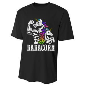 Dadacorn Fathers Day Gift For Dad Of Unicorn Daughter Performance Sprint T-Shirt