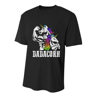 Dadacorn Fathers Day Gift For Dad Of Unicorn Daughter Youth Performance Sprint T-Shirt
