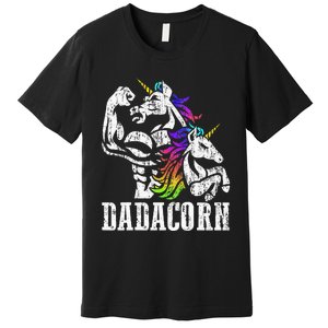 Dadacorn Fathers Day Gift For Dad Of Unicorn Daughter Premium T-Shirt