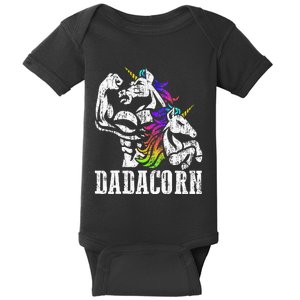 Dadacorn Fathers Day Gift For Dad Of Unicorn Daughter Baby Bodysuit