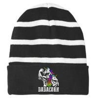 Dadacorn Fathers Day Gift For Dad Of Unicorn Daughter Striped Beanie with Solid Band