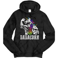 Dadacorn Fathers Day Gift For Dad Of Unicorn Daughter Tie Dye Hoodie