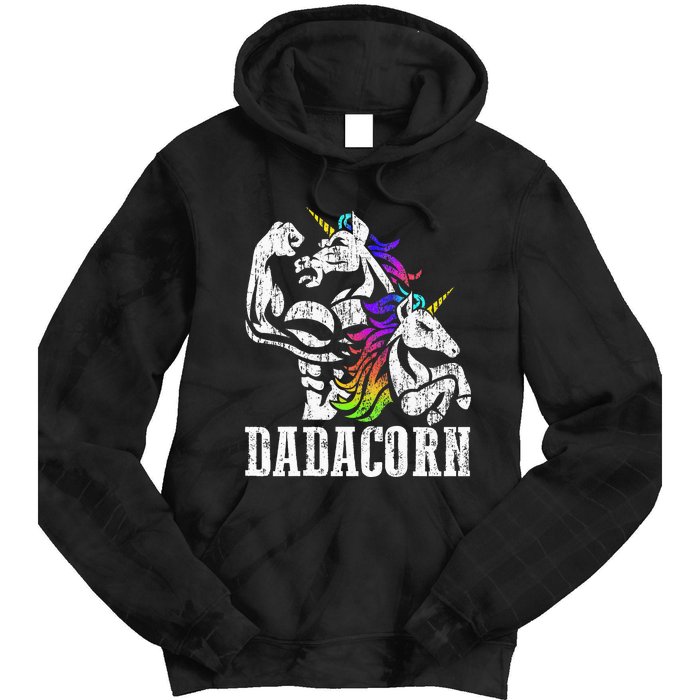 Dadacorn Fathers Day Gift For Dad Of Unicorn Daughter Tie Dye Hoodie