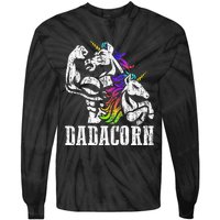 Dadacorn Fathers Day Gift For Dad Of Unicorn Daughter Tie-Dye Long Sleeve Shirt