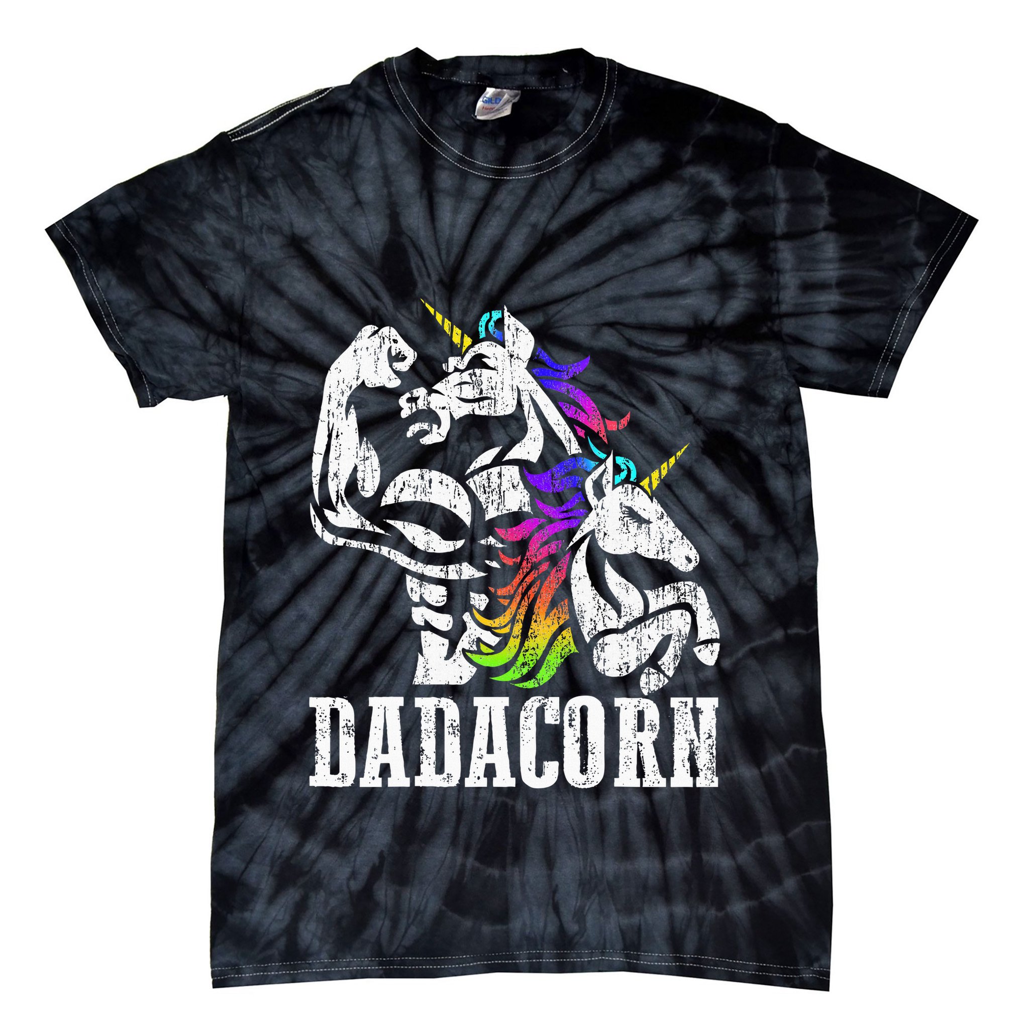 Dadacorn Fathers Day Gift For Dad Of Unicorn Daughter Tie-Dye T-Shirt