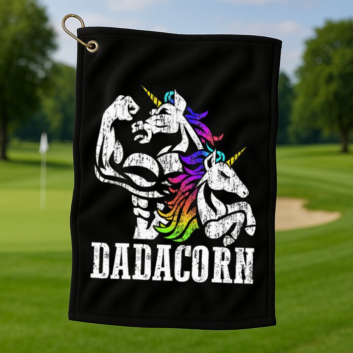 Dadacorn Fathers Day Gift For Dad Of Unicorn Daughter Golf Towel
