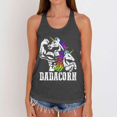 Dadacorn Fathers Day Gift For Dad Of Unicorn Daughter Women's Knotted Racerback Tank