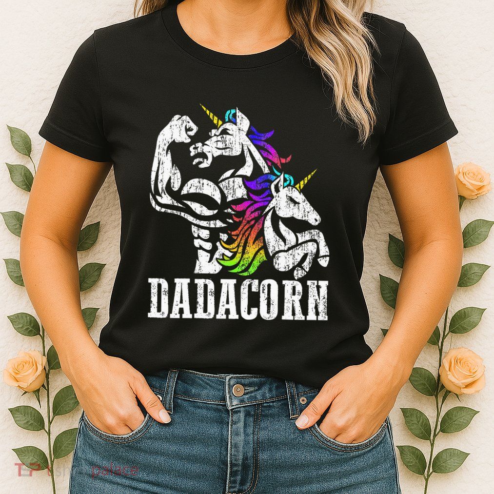 Dadacorn Fathers Day Gift For Dad Of Unicorn Daughter Womens T-Shirt