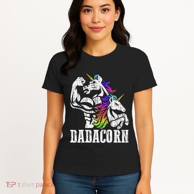 Dadacorn Fathers Day Gift For Dad Of Unicorn Daughter Womens T-Shirt