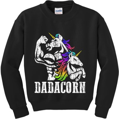 Dadacorn Fathers Day Gift For Dad Of Unicorn Daughter Kids Sweatshirt