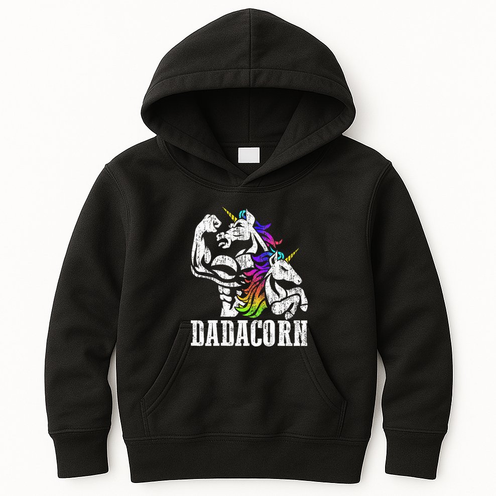 Dadacorn Fathers Day Gift For Dad Of Unicorn Daughter Kids Hoodie