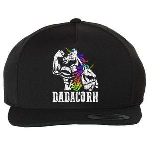 Dadacorn Fathers Day Gift For Dad Of Unicorn Daughter Wool Snapback Cap