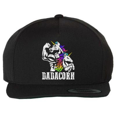 Dadacorn Fathers Day Gift For Dad Of Unicorn Daughter Wool Snapback Cap