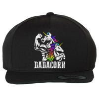 Dadacorn Fathers Day Gift For Dad Of Unicorn Daughter Wool Snapback Cap