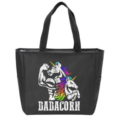 Dadacorn Fathers Day Gift For Dad Of Unicorn Daughter Zip Tote Bag