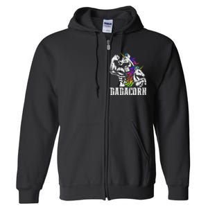 Dadacorn Fathers Day Gift For Dad Of Unicorn Daughter Full Zip Hoodie