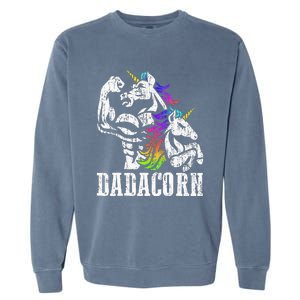 Dadacorn Fathers Day Gift For Dad Of Unicorn Daughter Garment-Dyed Sweatshirt