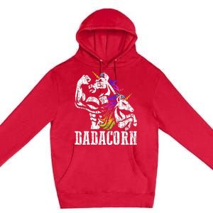 Dadacorn Fathers Day Gift For Dad Of Unicorn Daughter Premium Pullover Hoodie