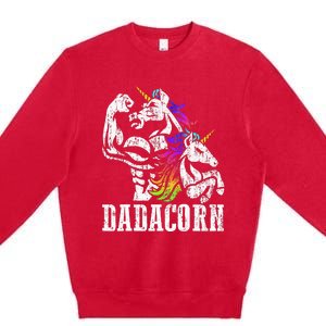 Dadacorn Fathers Day Gift For Dad Of Unicorn Daughter Premium Crewneck Sweatshirt