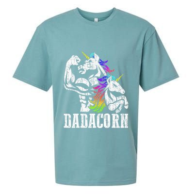 Dadacorn Fathers Day Gift For Dad Of Unicorn Daughter Sueded Cloud Jersey T-Shirt