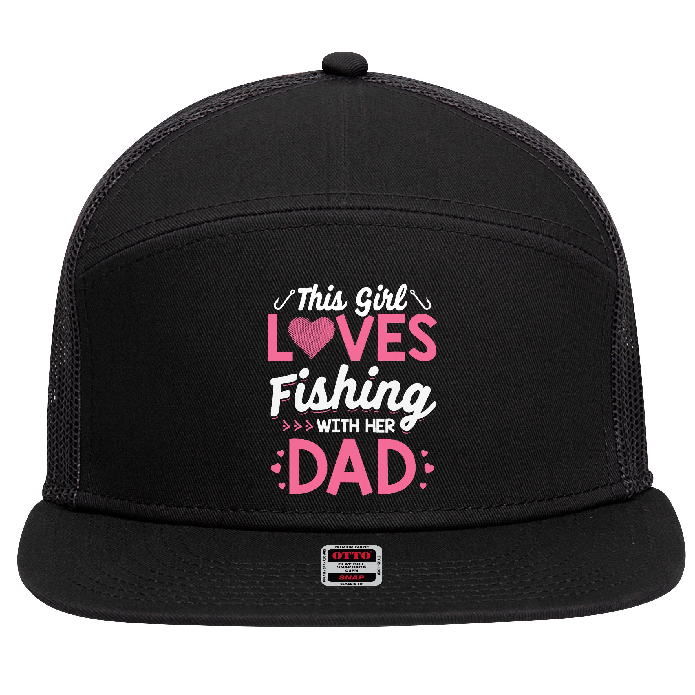 Daughter Fishing Dad Daughter Matching Fishing 7 Panel Mesh Trucker Snapback Hat