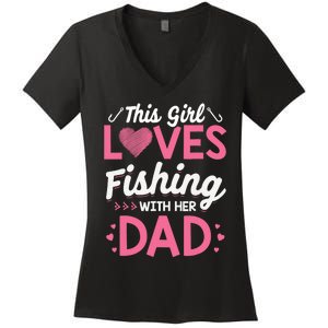 Daughter Fishing Dad Daughter Matching Fishing Women's V-Neck T-Shirt