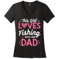 Daughter Fishing Dad Daughter Matching Fishing Women's V-Neck T-Shirt