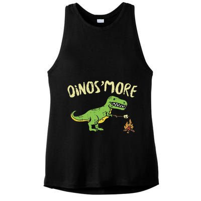Dinosmore Funny Dino Smore Camping Dinosaur Camp Camper Ladies PosiCharge Tri-Blend Wicking Tank