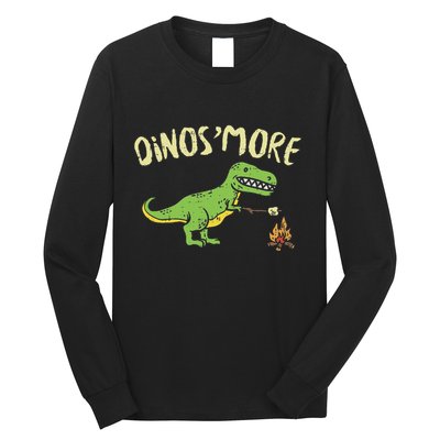 Dinosmore Funny Dino Smore Camping Dinosaur Camp Camper Long Sleeve Shirt