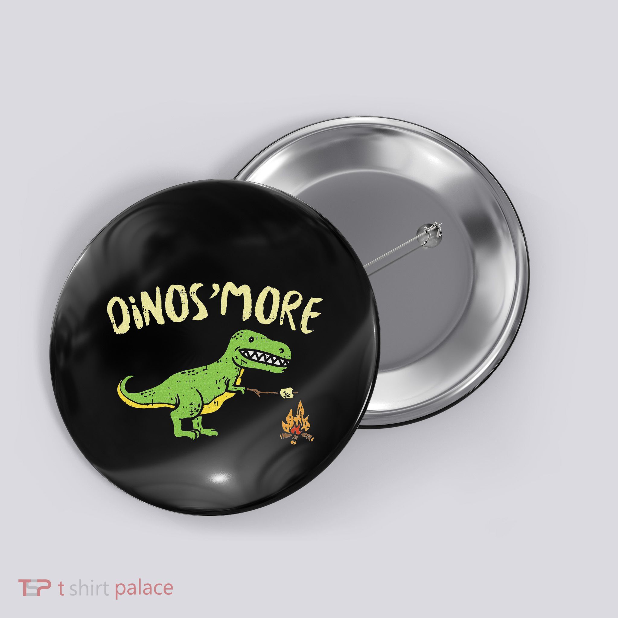 Dinosmore Funny Dino Smore Camping Dinosaur Camp Camper Button