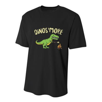 Dinosmore Funny Dino Smore Camping Dinosaur Camp Camper Youth Performance Sprint T-Shirt