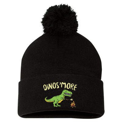 Dinosmore Funny Dino Smore Camping Dinosaur Camp Camper Pom Pom 12in Knit Beanie