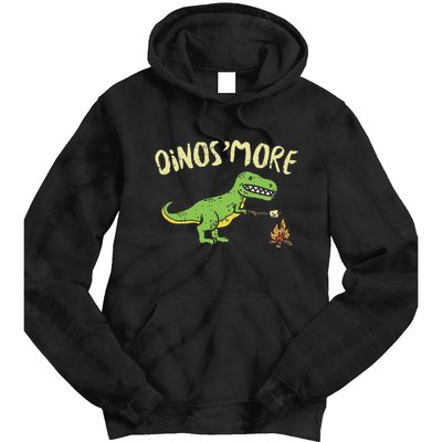 Dinosmore Funny Dino Smore Camping Dinosaur Camp Camper Tie Dye Hoodie