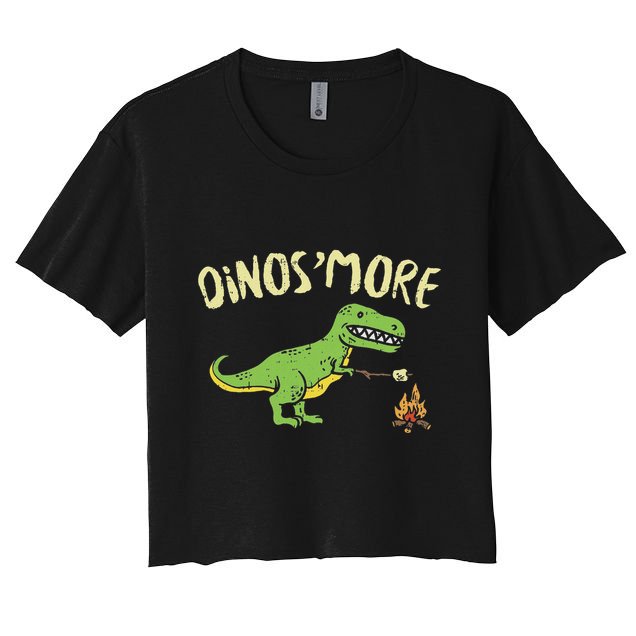 Dinosmore Funny Dino Smore Camping Dinosaur Camp Camper Crop Top