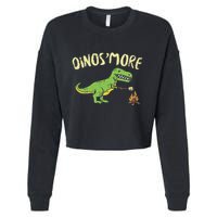 Dinosmore Funny Dino Smore Camping Dinosaur Camp Camper Cropped Pullover Crew
