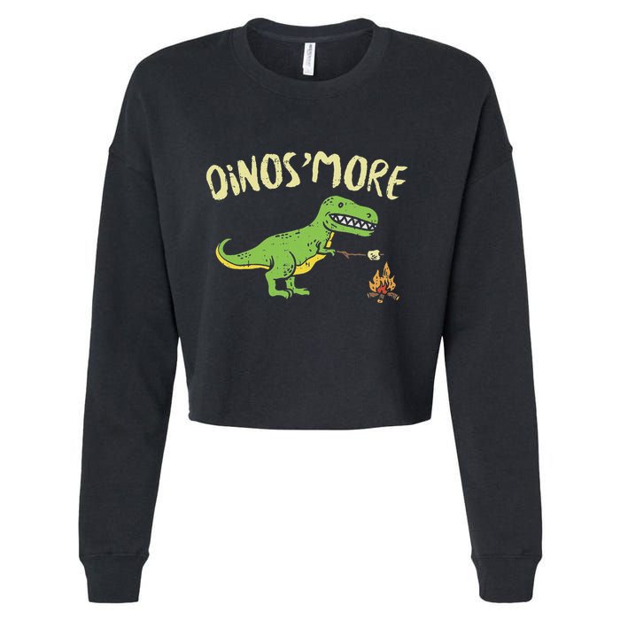 Dinosmore Funny Dino Smore Camping Dinosaur Camp Camper Cropped Pullover Crew