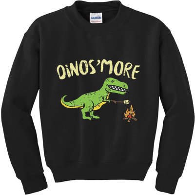 Dinosmore Funny Dino Smore Camping Dinosaur Camp Camper Kids Sweatshirt